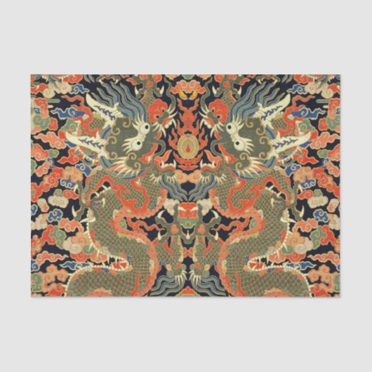 Chinese Aziatische draak kleurrijke kunst Tissuepapier (Voorkant)