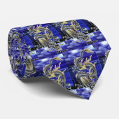 Chinese Aziatische dragon Blue Water Stropdas (Opgerold)