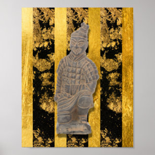 Chinese Aziatische Terracotta Warrior Gouden Muur Poster