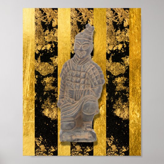 Chinese Aziatische Terracotta Warrior Gouden Muur Poster (Voorkant)
