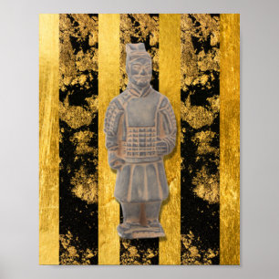 Chinese Aziatische Terracotta Warrior Gouden Muur Poster