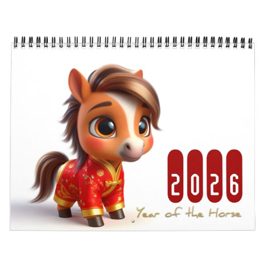 Chinese Baby Zodiac Animals Jaar van het Paard 202 Kalender (Hoes)