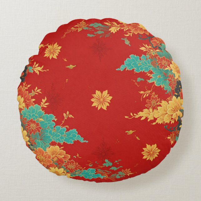 chinese background round pillow rond kussen (Voorkant)