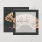 Chinese bamboe en zijde waaier blanco uitnodiginge kaart (Voorkant / Achterkant)