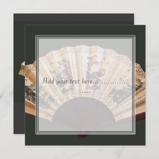 Chinese bamboe- en zijdeventilatorblanco uitnodigi kaart (Voorkant / Achterkant)