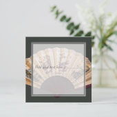 Chinese bamboe- en zijdeventilatorblanco uitnodigi kaart (Staand voorkant)