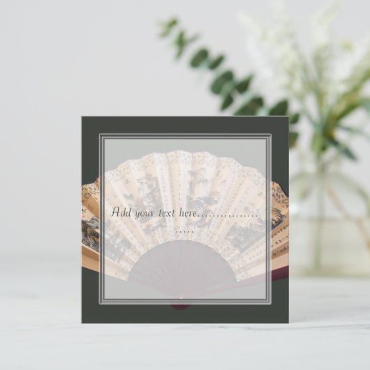 Chinese bamboe- en zijdeventilatorblanco uitnodigi kaart (Staand voorkant)