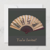 Chinese bamboe- en zijdeventilatorblanco uitnodigi kaart (Achterkant)