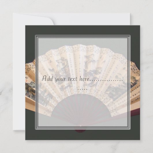 Chinese bamboe- en zijdeventilatorblanco uitnodigi kaart (Voorkant)