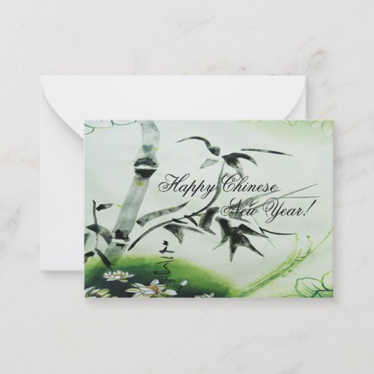 Chinese bamboe in schilderstijl notitiekaartje (Voorkant)