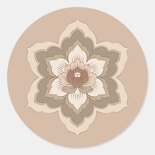 Chinese Baoxiang Bloem in Herfst Brons Ronde Sticker (Voorkant)