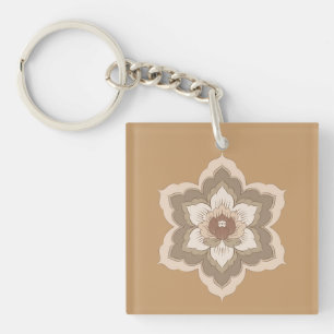 Chinese Baoxiang-bloem in herfstbrons Sleutelhanger