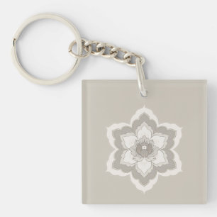 Chinese Baoxiang-bloem in minimalistische beige en Sleutelhanger