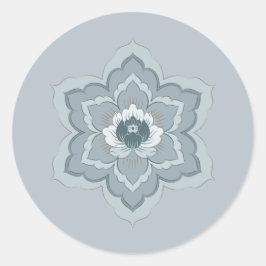Chinese Baoxiang Bloem in Misty Blue & Ink Jade Ronde Sticker