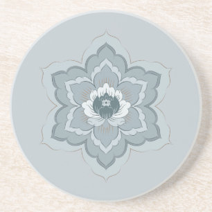 Chinese Baoxiang-bloem in nevelig blauw en inktjad Zandsteen Onderzetter