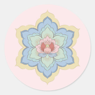 Chinese Baoxiang-bloem in perzik en lucht Ronde Sticker