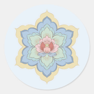 Chinese Baoxiang-bloem in perzik en lucht Ronde Sticker