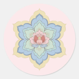 Chinese Baoxiang Bloemen in Peach & Sky Ronde Sticker