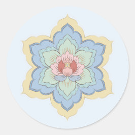 Chinese Baoxiang Bloemen in Peach & Sky Ronde Sticker
