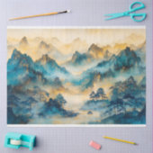 Chinese Bergen en Bomen Landschap Decoupage Tissuepapier (Craft)