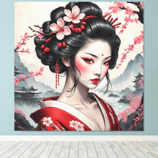 chinese beutey canvas afdruk (Insitu (Houten vloer))