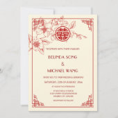 Chinese Bilingual | Magnolia Cream Chinese Wedding Kaart (Voorkant)