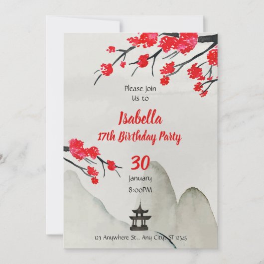 Chinese Birthday Invitation template New year invi Kaart (Voorkant)