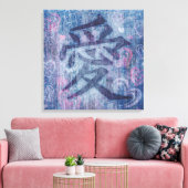 Chinese blauw-liefdessymbool, vierkante canvas oml afdruk (Insitu (Woonkamer))