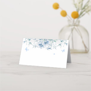 Chinese Blauw & Wit Bloemstuk Bruiloftskaart Plaatskaartje