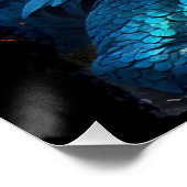 Chinese blauwe draak en vulkaan perfect poster (Hoek)