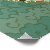  Chinese blauwe groene Zeeen vliegtuigpaarden Poster (Hoek)