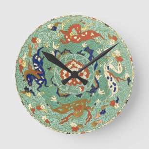  Chinese blauwe groene Zeeen vliegtuigpaarden Ronde Klok