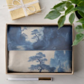 Chinese blauwe inkt schilderij boom decoupage tissuepapier (Geschenk)