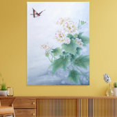 Chinese Bloem met Vlinder Canvas Afdruk (Insitu (Woonkamer))