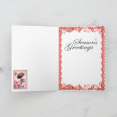 Chinese bloemen, kerstzegeningen4 feestdagen kaart (Binnen)