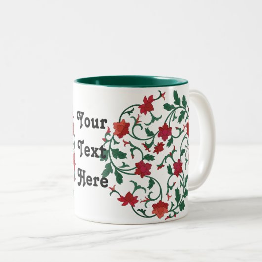 Chinese bloemen tweekleurige koffiemok (Voorkant rechts)