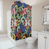 Chinese bloemenillustratie douchegordijn (In situ)