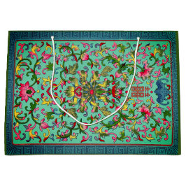 CHINESE BLOEMENPATROON GIFTZAK GROOT CADEAUZAKJE
