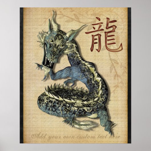 Chinese Blue Dragon Custom Print (Voorkant)