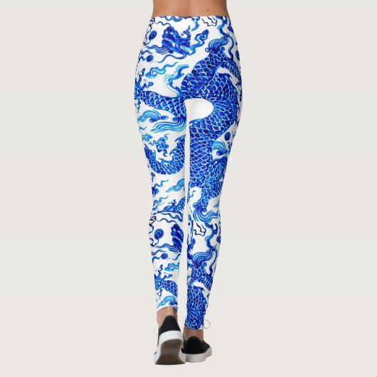 Chinese Blue Dragon Yoga Pants die draaien Leggings (Achterkant)