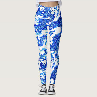 Chinese Blue Dragon Yoga Pants die draaien Leggings