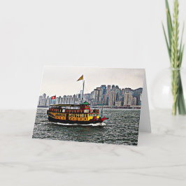 Chinese Boat Victoria Harbour Hong Kong Blank Kaart