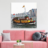Chinese Boat Victoria Harbour Hong Kong Canvas Afdruk (Insitu (Woonkamer))