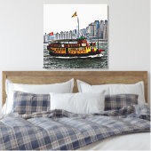 Chinese Boat Victoria Harbour Hong Kong Canvas Afdruk (Insitu (Slaapkamer))