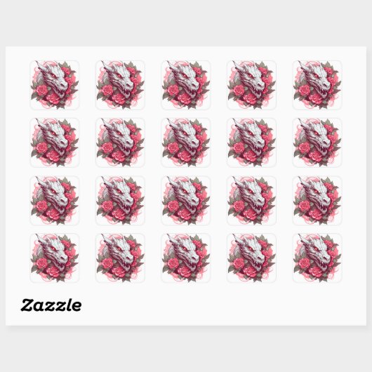 Chinese boze draak vierkante sticker (Vel)
