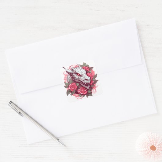Chinese boze draak vierkante sticker (Envelop)