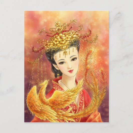 Chinese Bride met Phoenix Fantasy Postcard Briefkaart (Voorkant)