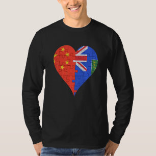 Chinese Britse Maagdeneilanden Vlag Hart T-shirt