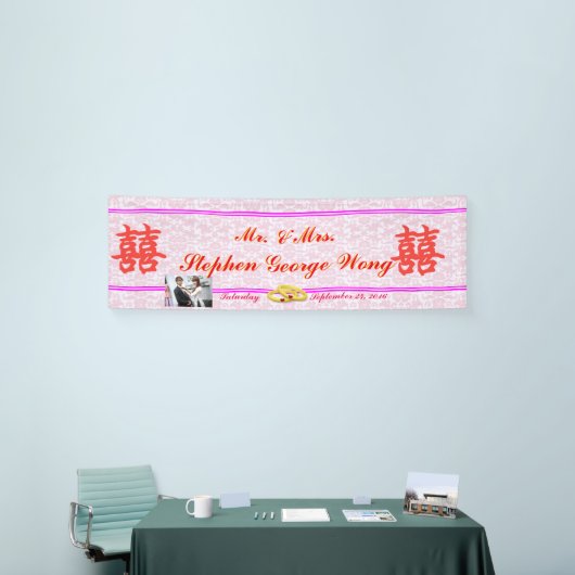 Chinese Brocade Double Happiness Wedding Banner (Beurs)