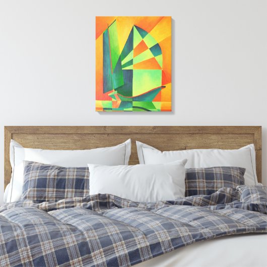 Chinese broeknagels op zonneschijn Oranje en groen Canvas Afdruk (Insitu (Slaapkamer))